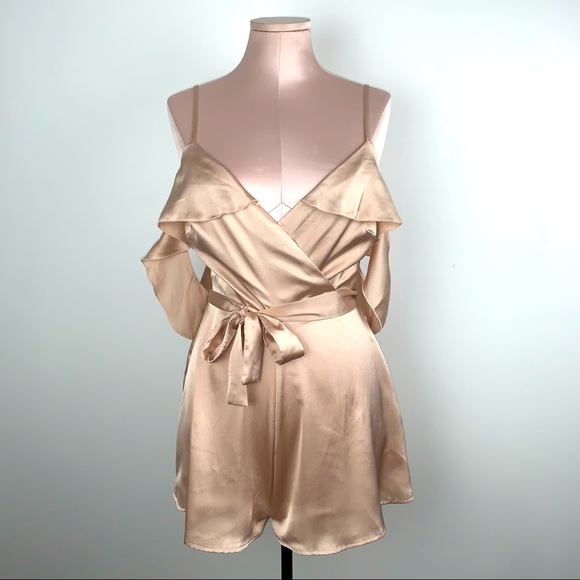 Urban Outfitters Champagne Silk Romper - Picture 1 of 4